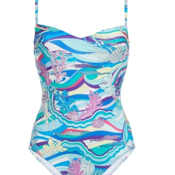 - Maison LEJABY Aquatic Print One Piece Bathing Suit in Sz L /38-B - Picture 1 of 8